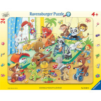 Ravensburger Kinderpuzzle - 05662 Im Tierkindergarten - 24 Teile Rahmenpuzzle für Kinder ab 4 Jahren mit Suchspiel