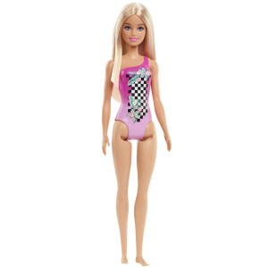 Barbie Beach Puppe im Badeanzug mit Tropenmuster